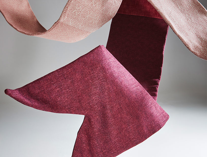 Ribbons of Craster and Almost Plain Velvet in Shades of Red and Pink